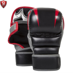 Gants de sparring MMA de haute qualité, sur mesure, en cuir PU, antidérapants, avec sangle de poignet réglable, fermeture auto-agrippante, pour adultes - Product Image 1