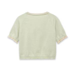 Women 2026 <b>Spring</b> New Fashion Short-sleeved Neck Bow Lace Knitted Sweater Anti-Pilling Vintage Short Sleeve Outerwear - Product Image 2