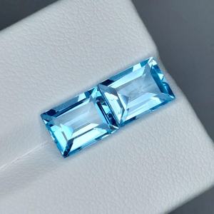 Par de Topacios Azules Cielo Natural, Corte Esmeralda, Piedras Preciosas Sueltas, Par a Juego para Joyería, Certificado IGI, Proveedor Mayorista - Product Image 2