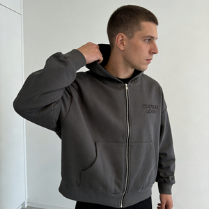 Sweat-shirts tendance pour hommes, gris foncé, en coton, à capuche, avec logo brodé personnalisé, poche surdimensionnée, sweat-shirts décontractés - Product Image 6