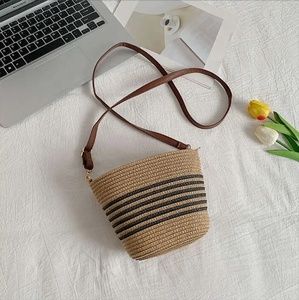 กระเป๋าโท้ททำด้วยมือจากฟางสานมีซิปปิดสำหรับชายหาดวันหยุดพักผ่อนของผู้หญิงในฤดูร้อนสำหรับฤดูใบไม้ผลิฤดูใบไม้ร่วง - Product Image 5