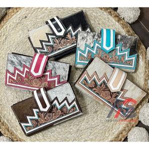 Nueva Cartera de Cuero Genuino de Vaca Hecha a Mano Estilo Western 2026 con Grabado Floral, Elegante Organizador de Tarjetas, Perfecta para Mujer - Product Image 1