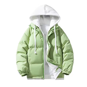 Men's Eco-Friendly Streetwear Puffer Jacket-Custom Water-Resistant Windproof Hooded Zipper Closure <b>Coat</b> for Winter - Product Image 2