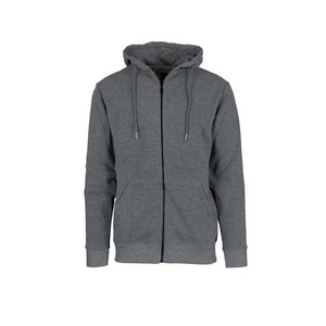Survêtement gris à capuche pour homme, fermeture éclair intégrale, coupe décontractée, couleur unie, poches latérales, vêtement d'automne, 100 % coton - Product Image 2