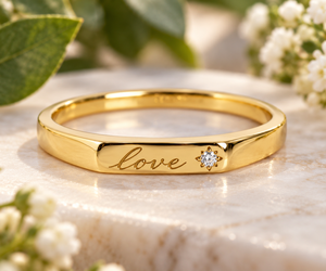 Bague signet en or massif 14 carats avec incrustation de diamants et bande en argent sterling pour cadeau de mariage ou de fête - Product Image 4