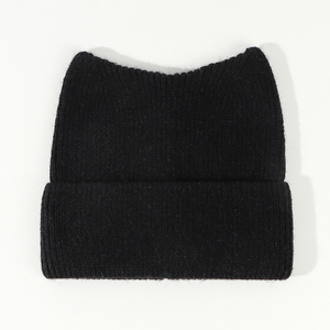 Unisex Ski Knitting <b>Hat</b> Cute <b>Cat</b> Ear Ribbed Acrylic Beanie with Hand Drawn Digital Printing Custom Design Common Fabric - Product Image 3