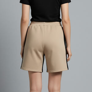 Wholesale 100% Cotton Fleece Women's short Custom Embroidered Logo with Contrast panels Streetwear hip hop ladies short - Product Image 3