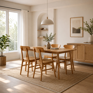 Scandinavian <b>Restaurant</b> Premium Solid Teak Wholesale Soren Teak Dining <b>Set</b> Ropan Chair Dining Furniture for Cafe and Bistro Use - Product Image 2