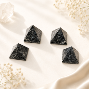 Indigo Gabbro Pyramid Midnight Art Mystic Merlinite Carved Metaphysical Meditation Gemstone for Love Crystal Healing Brushstroke - Product Image 1