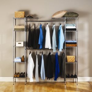 Kit Organizzatore per Armadio Personalizzabile, Scaffali in Metallo Pieghevoli con Ripiani in Tessuto, Sistema di Stoccaggio Portatile ed Espandibile per Guardaroba - Product Image 2