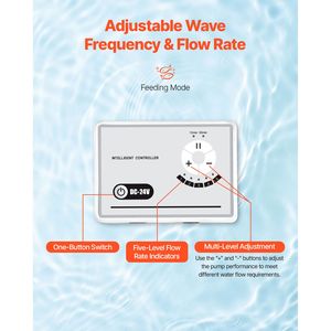 Pompa d'Acqua 24V DC 100W per Acquari, 2642 GPH, Pompa di Ritorno per Onde Marine, Flusso Regolabile, Distanza Massima 6m, con Controller - Product Image 3