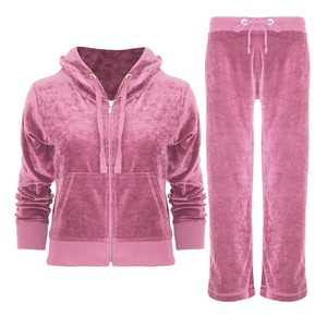 Custom Diamond Two Pieces <b>Velour</b> Rhinestone Ladies Women <b>Sweatshirt</b> and Pants Velvet Set Hoodie and Jogger Casual Tracksuit - Product Image 5