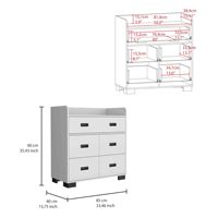 Commode blanche à 4 tiroirs, design moderne, meuble de chambre à coucher, autoportante, style bois MDF