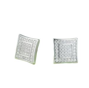 Nouvelles boucles d'oreilles clous tendance hip-hop en acier inoxydable avec diamants glacés pour unisexe à prix de gros - Product Image 1