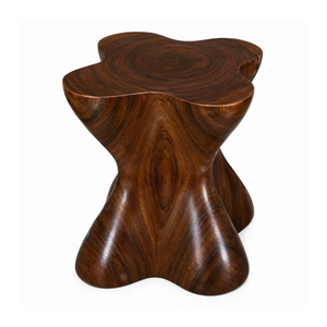 Modern Artistic Suar Wood <b>Side</b> <b>Table</b> Sculptural Organic Contemporary Accent <b>Table</b> Durable Natural Dark Grain Design - Product Image 3