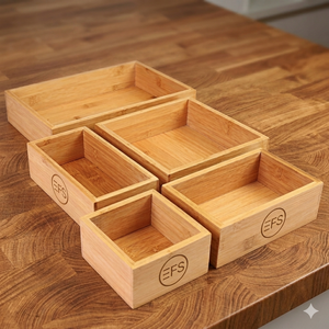 Large Capacity Bamboo <b>Drawer</b> Organizer Kitchen <b>Storage</b> Tray for Utensils Cutlery Gadgets and Household Items - Product Image 6
