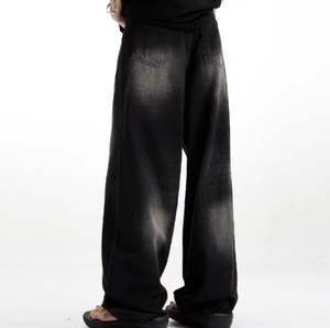 Pantalones de algodón de pierna ancha para hombre FLOW FORGE LTD, cintura elástica, cierre de botón, estilo vintage, lavado a la piedra, casual, estilo urbano, transpirables - Product Image 4