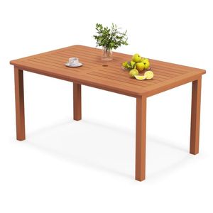 Tavolo da Pranzo da Esterno in Legno Massello con Foro per Ombrellone per 6 Persone - Product Image 2