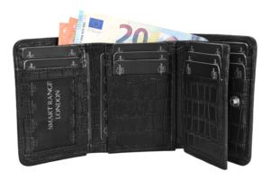 Portefeuille en cuir véritable gaufré croco personnalisé, finition croco noire, logo personnalisé, marque privée, OEM, vente en gros, luxe, petit format - Product Image 4