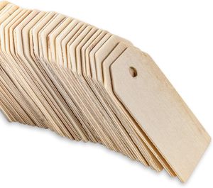 Étiquettes suspendues ovales en bois brut BUYIST, non finies, avec trou des deux côtés, lot de - Product Image 2