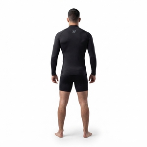 Men's Long Sleeve <b>Mock</b> <b>Neck</b> Compression Rash Guard-Polyester Spandex Base Layer for Gym Combat Sports & Workout OEM Custom Logo - Product Image 2