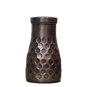 Metal Wave Sustainable Modern Design Barware Semi-Hammered Natural Copper <b>Bottle</b> Matt Finish Including Direct Drinking Cap - Product Image 3