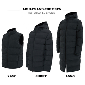 <b>Men's</b> <b>Long</b> Hooded Down Puffer Jacket Windproof Winter <b>Coat</b> Solid <b>Black</b> Zipper Closure Casual Style Thick Warm Outerwear - Product Image 2