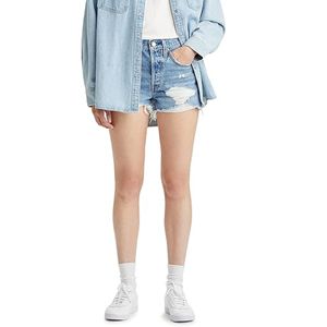 Bermuda taille haute original pour femme 501 été essentiel respirant et lavé avec décoration de boutons - Product Image 1