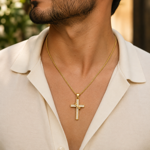 Plated Gold Moissanite <b>Cross</b> Pendant Necklace Brilliant Round Diamond Charm Jewelry for Men and Women - Product Image 5