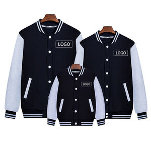 Customized Varsity Jacket With <b>Button</b> Closure Solid Color Turn-down Collar Casual Style For Autumn Wear - Product Image 4