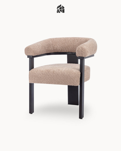 Modern Classic Stable Ergonomic Eco-Friendly <b>Dining</b> <b>Chair</b> Solid Teak Wood Upholstered Backrest Curved <b>Armrest</b> Black Frame - Product Image 1