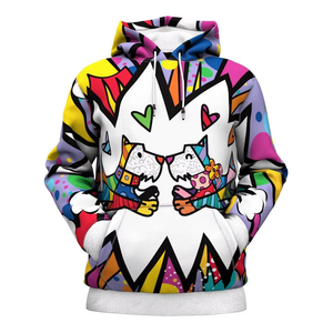 Sudadera con Capucha de Gato de Dibujos Animados Colorida para Hombre, Ajuste Regular, Tejido de Poliéster, Diseño Casual de Otoño con Bolsillos, Estampado por Sublimación - Product Image 6
