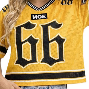 เสื้อฟุตบอลอเมริกันคอวี ผ้าตาข่ายโพลีเอสเตอร์ สกรีนโลโก้ทีมตามสั่ง แขนเสื้อลายทาง แขนสั้น บริการผลิตจำนวนมาก - Product Image 4