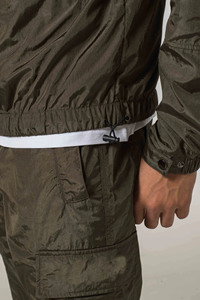 OEM Custom Men's Streetwear Nylon Windbreaker <b>hoodies</b> Casual Training Zip-up Elastic Cuff Front Embroidery Puff men's jackets - Product Image 5