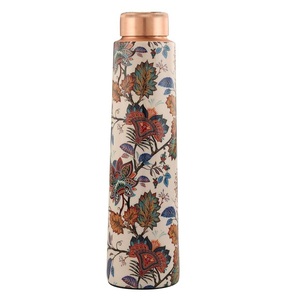 <b>Bulk</b> <b>buy</b> copper <b>bottle</b> Handmade Copper <b>Water</b> <b>Bottle</b> Floral Design Portable Thermos With Lid Travel Use - Product Image 2