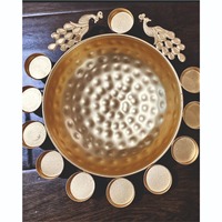 Bol Urli en métal de luxe, finition dorée, pot de fleurs en forme de lotus pour bougies flottantes et fleurs, centre de table décoratif, vente en gros, décoration intérieure