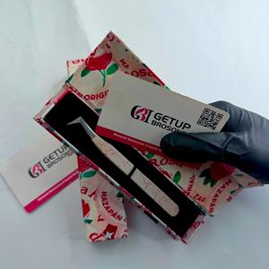 Pince à épiler antistatique GETUP BROSONS en acier inoxydable, pointe de précision lisse, longueur 10 mm, emballage en boîte avec revêtement papier - Product Image 2