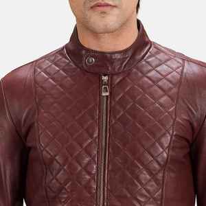 Chaqueta de cuero para motociclista Burgunn Dee Maroon, precio de superventas, con cremallera frontal, diseño sólido, tela de lona y servicio OEM - Product Image 3