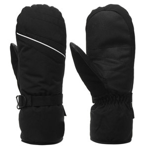 Mitaines de ski noires d'hiver, longueur poignet, style sportif, doublure en fausse fourrure, matière polyester - Product Image 1