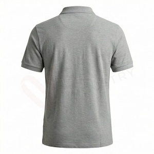 Polo en coton gris à manches courtes pour homme, coupe classique, tricot uni, respirant, design décontracté - Product Image 2