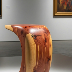 Table d'appoint ronde moderne en bois – Tabouret d'appoint en bois massif torsadé pour la décoration du salon - Product Image 3