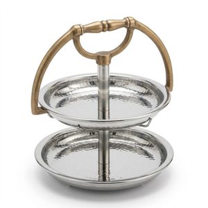Support de buffet artisanal en acier inoxydable SS304 et laiton antique, 34 cm, avec poignée en fonte Sarai, idéal pour la décoration intérieure et les hôtels - Product Image 3