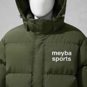 Veste matelassée à capuche en polaire pour homme, chaude pour l'hiver, avec logo sur le devant, légère, coupe-vent, décontractée, streetwear - Product Image 4