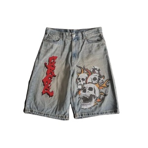 Conjunto de Chaqueta y Pantalones Cortos de Mezclilla, Estilo Urbano, Pantalones Cortos de Mezclilla de Verano, Pantalones Cortos de Mezclilla de Talla Grande para Hombre, Estilo Y2K, Holgados, con Diseño de Araña - Product Image 6