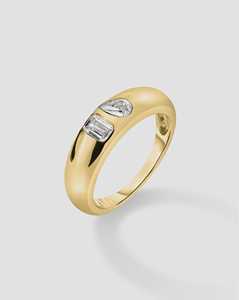 Anillo de Boda Doble con Diamantes, Esmeralda en Forma de Pera Cultivada en Laboratorio, Engaste Empotrado, Anillos Apilables Modernos Toi Et Moi, Oro Sólido de 14k y 18k, Venta al por Mayor - Product Image 3