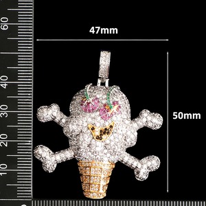Colgante de Calavera con Moissanita Iced Out, Plata 925 Bañada en Rodio, Collar con Dije Temático Hip Hop, Colgante Bling Personalizado para Raperos, Para Hombre - Product Image 4
