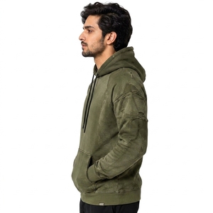 Sweat à capuche déchiré pour homme, style vintage, tissu délavé, coupe oversize, confortable, léger - Product Image 3