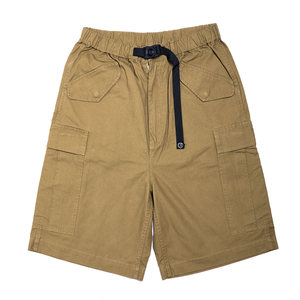 Shorts d'été décontractés pour hommes, kaki, 100% coton toile, style urbain, respirant, design cargo, tendance plage - Product Image 1