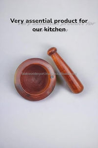 Mortero de madera y peslte, trituradora de especias y pimienta, molinillo de hierbas, tazón para mezclar ajo, herramienta de cocina, mortero y mortero de hierbas de FWE - Product Image 3