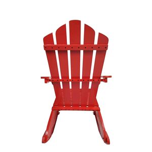 Sedia a dondolo Adirondack reclinabile rossa in legno per esterni - Product Image 6